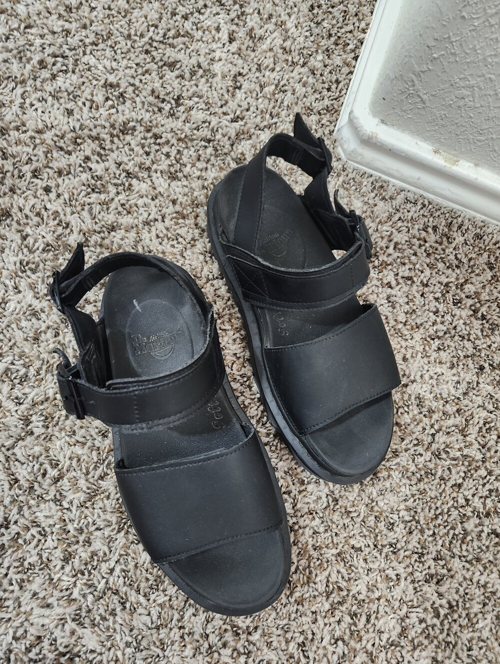Dr. Martens Black Leather Double-Strap Women's Sandals